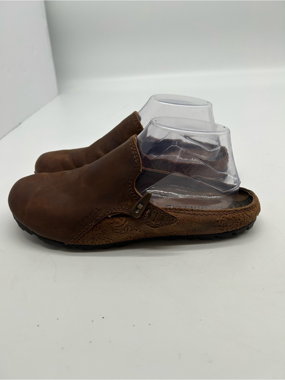 Merrell Women’s Brown Leather Mules Slip On Shoes size 7.5